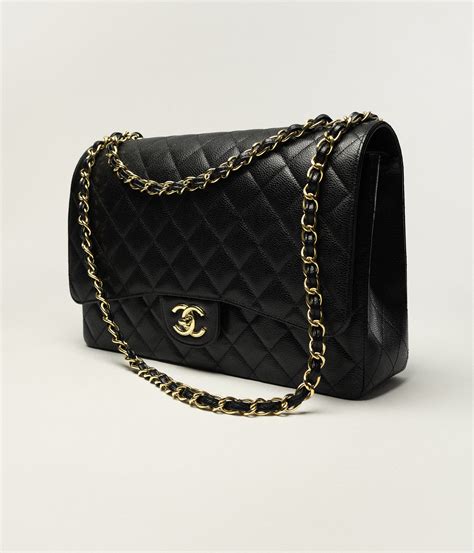 sac classique chanel noir|Grand sac classique, Veau grainé & métal doré, noir .